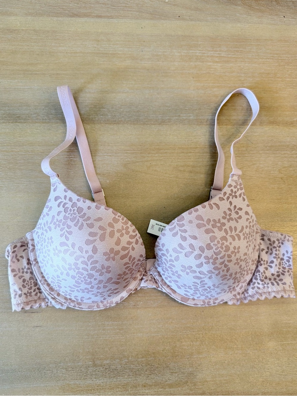Adore Me Underwire Push-up T-shirt Bra Mauve Light Pink Floral, Sz 36C NWT